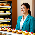 Aspiring Dessert Professional**

"A woman in her late 20s, wearing a smart casual outfit (blazer, blouse, skirt), smiling confidently while looking at a beautifully decorated dessert display in a brightly lit patisserie, fully clothed, appropriate attire, safe for work, perfect anatomy, natural proportions, professional photography, high quality, family-friendly."

**