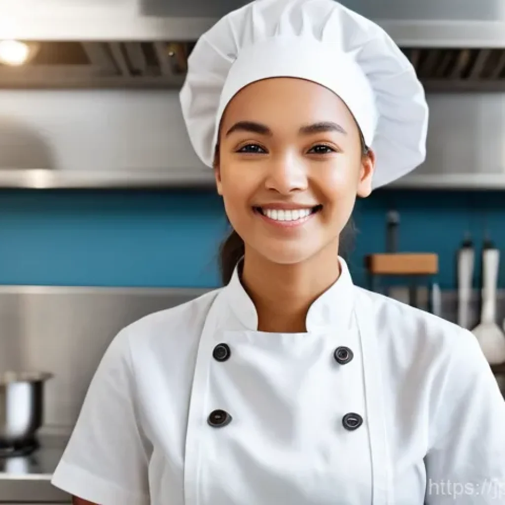 디저트 전문가와 신입 직원 교육 - A bright, clean professional kitchen with natural light. A young, enthusiastic female pastry apprent...
