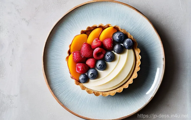 디저트 전문가의 직업 윤리와 책임감 - **A Patissier's Focused Craft in a Modern Traditional Kitchen:**
    A vibrant, medium shot of a fem...