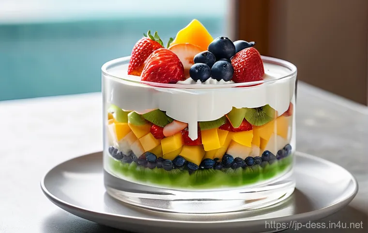 디저트 전문가의 인기 디저트 분석 - **Prompt:** A close-up, high-resolution food photography shot of a vibrant, "moe dan" (beautiful cro...